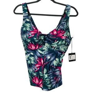 Lole Azura Tankini Womens Medium Green Pink Floral Fiji Island Rainforest New